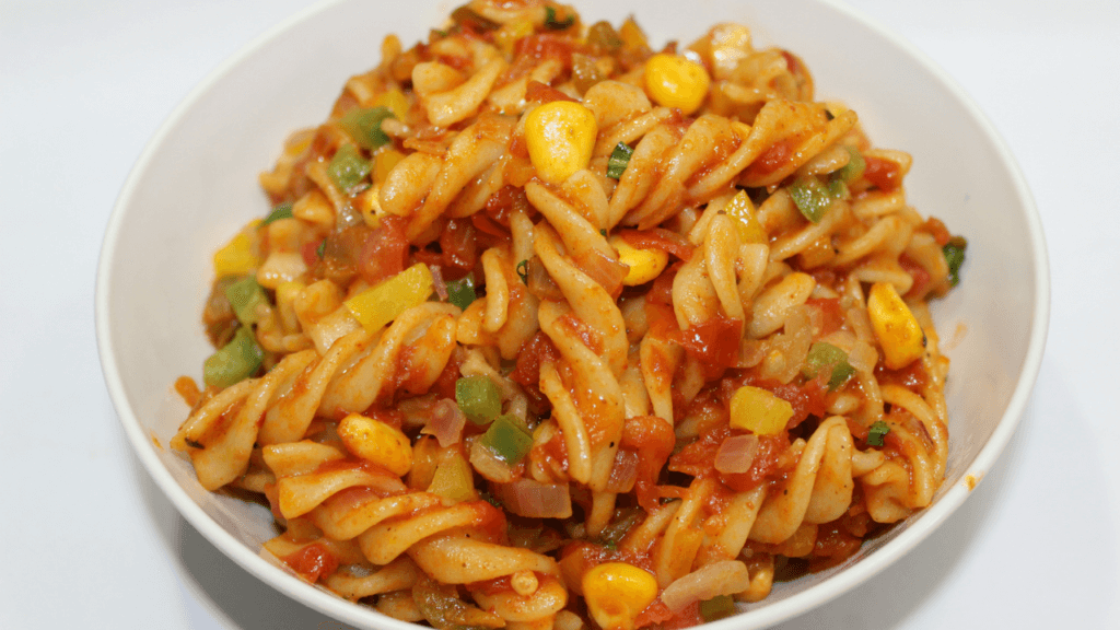 Red Sauce Pasta With Indian Twist - Yummy Recipe