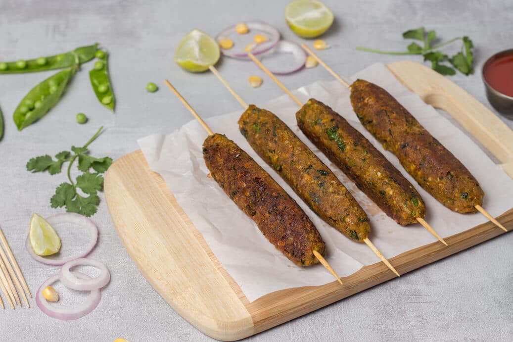 Corn And Peas Seekh Kebab Recipe - Vegetable Seekh Kebab - Indian ...