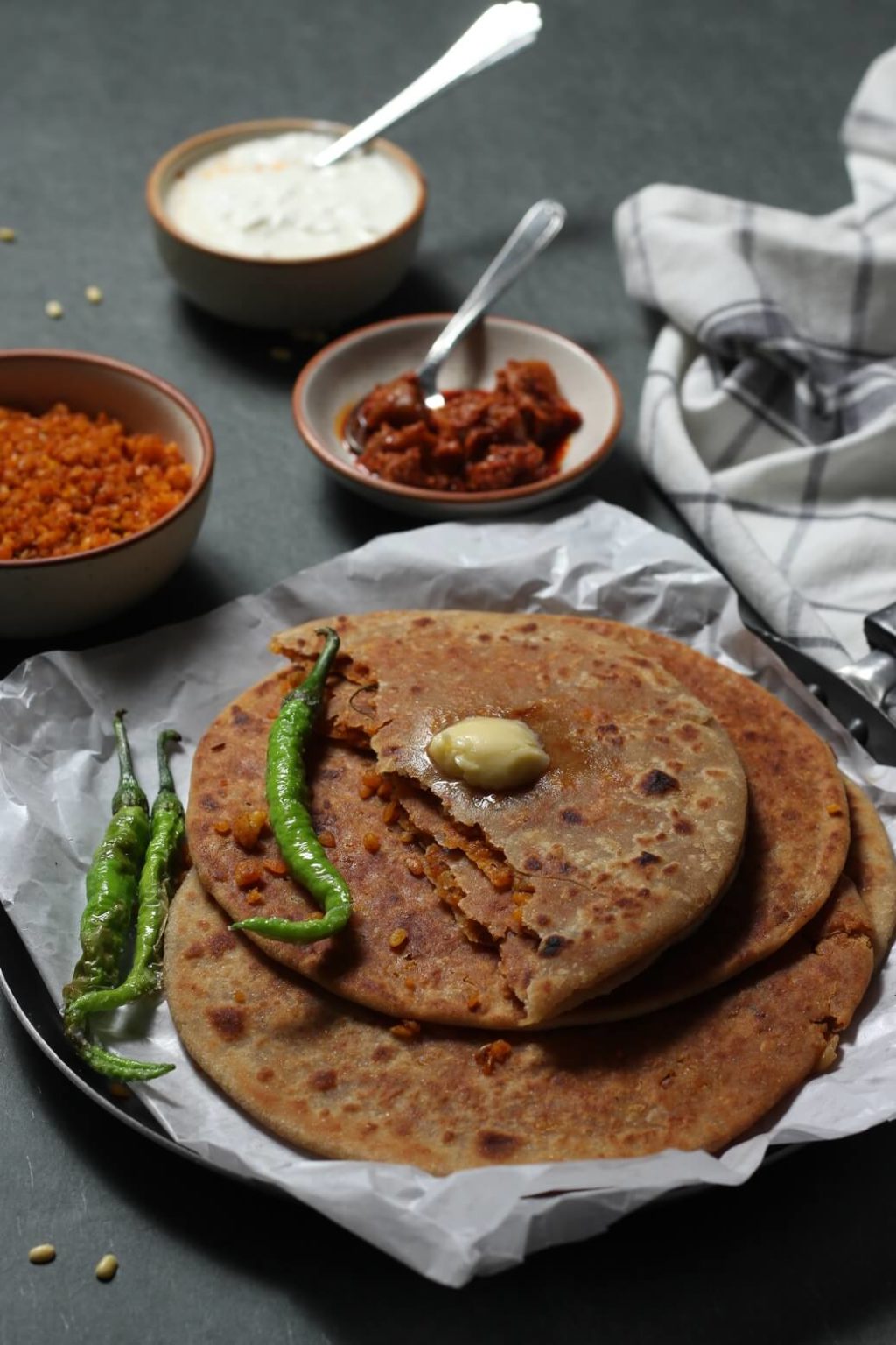 Moong Dal Paratha Recipe - Yellow Split Moong Dal Flat Bread - Indian ...